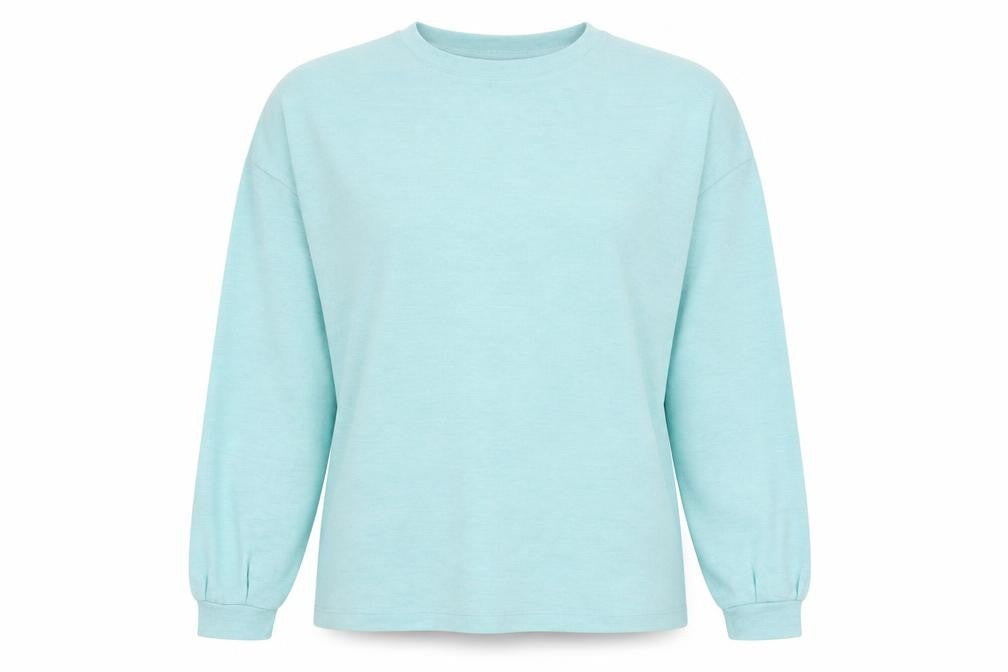 Dunnes Women Blue Long Sleeve Basic Cotton Jersey T-Shirt Size S