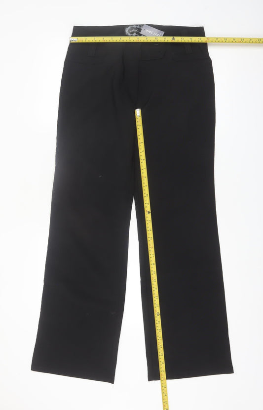 Ambiance Women's Black Stretch Straight Trousers Size L