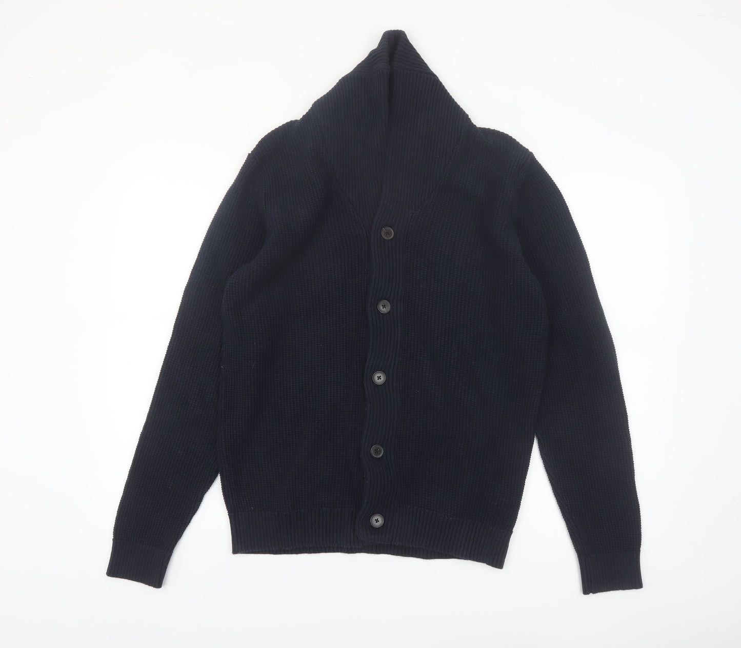 Jack & Jones Men's Blue Cotton Chunky Knit Cardigan M