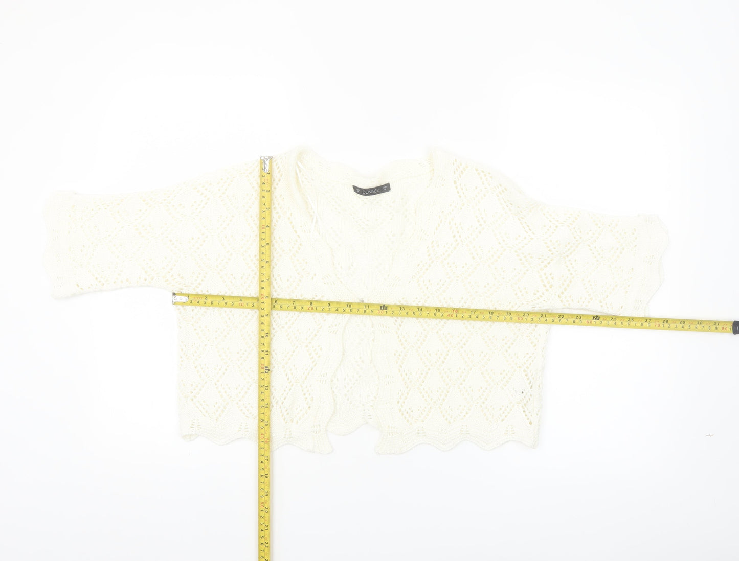 Dunnes Women’s Ivory Open Knit 3/4 Sleeve Cardigan M
