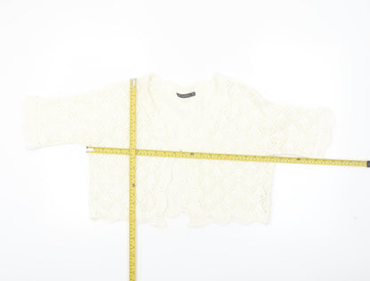 Dunnes Women’s Ivory Open Knit 3/4 Sleeve Cardigan M