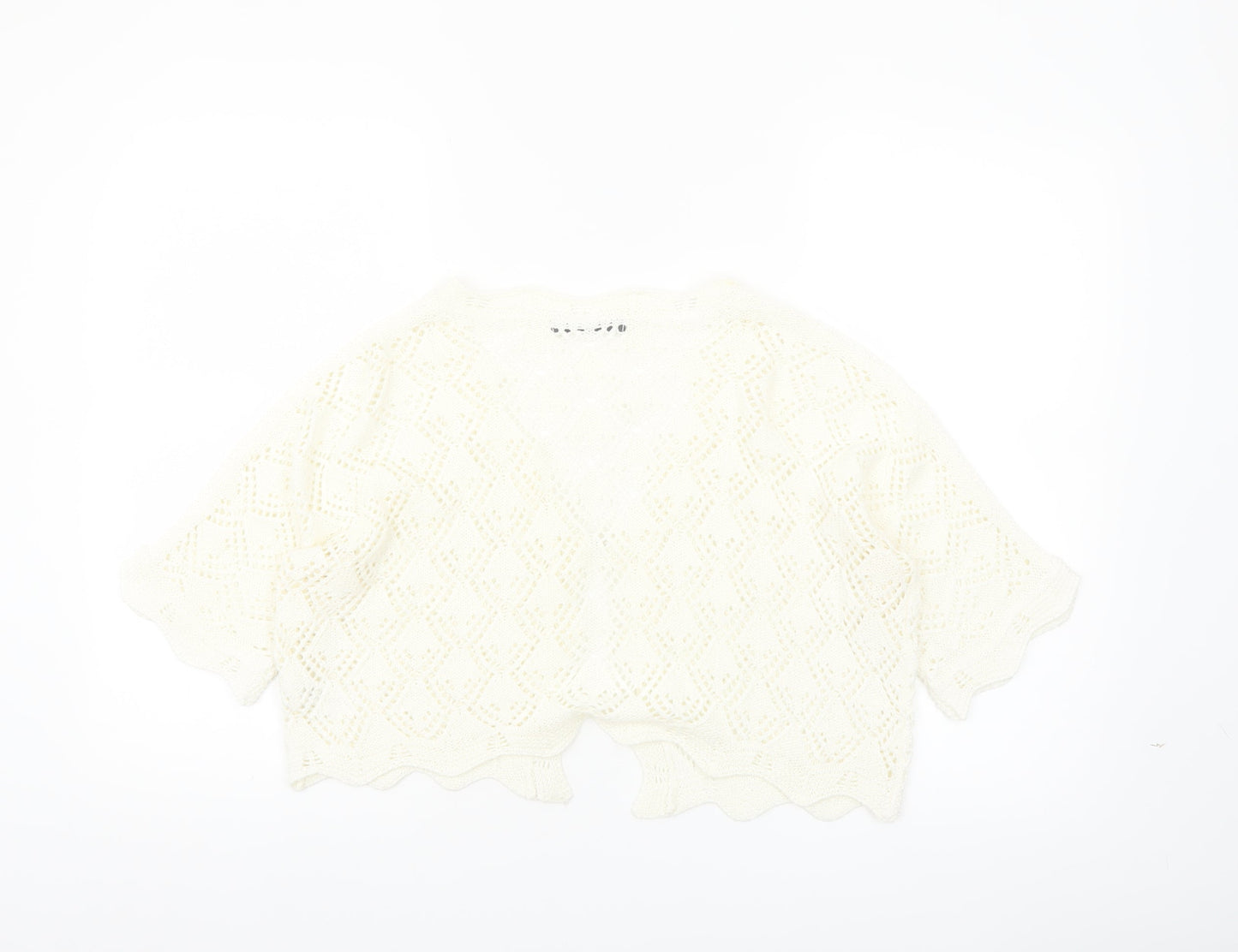 Dunnes Women’s Ivory Open Knit 3/4 Sleeve Cardigan M