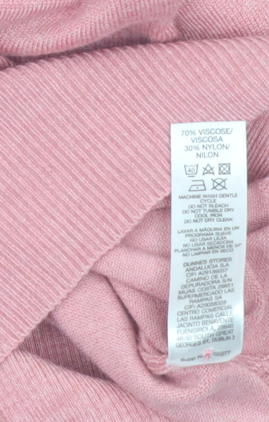 Dunnes Women Pink Crew Neck Button Pullover Jumper Size M