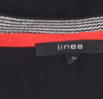 Linea Women's Black Ruffle Trim V-Neck Cardigan Size L
