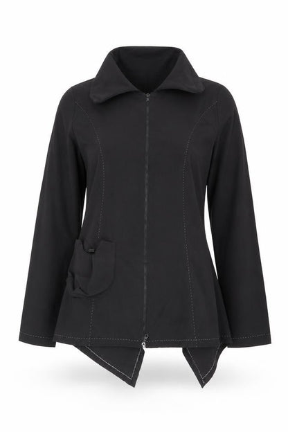 L33 Women's Black Mid-Length Zip Jacket Size L