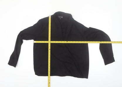Topshop Women Black Long Sleeve Wrap Blouse Size 6