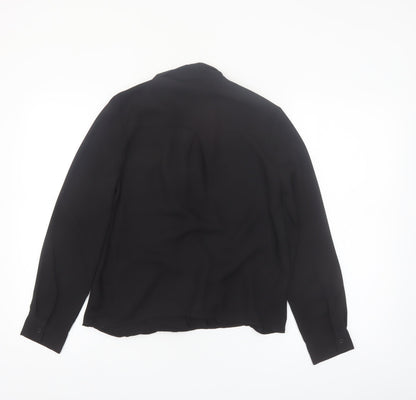 Topshop Women Black Long Sleeve Wrap Blouse Size 6