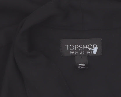 Topshop Women Black Long Sleeve Wrap Blouse Size 6