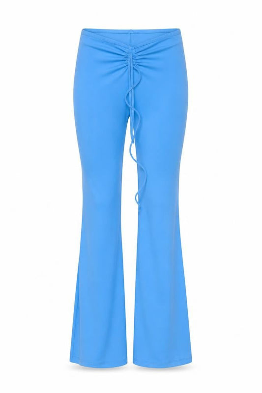 Bershka Women’s Blue Flared Stretch Jersey Trousers Size M