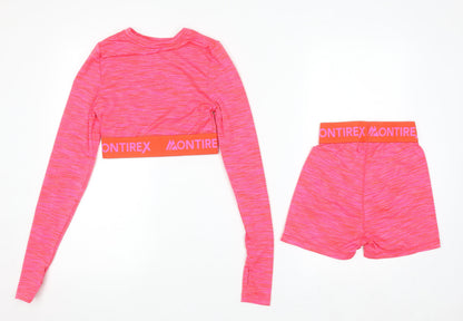 Montirex Womens Pink XXS Trail Icon Crop & Booty Short Set Polyester Blend