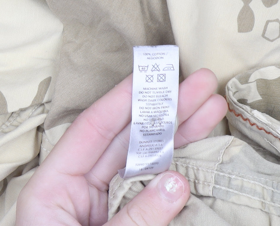 Centered Mens Beige Camouflage Cargo Shorts Size 36 Cotton