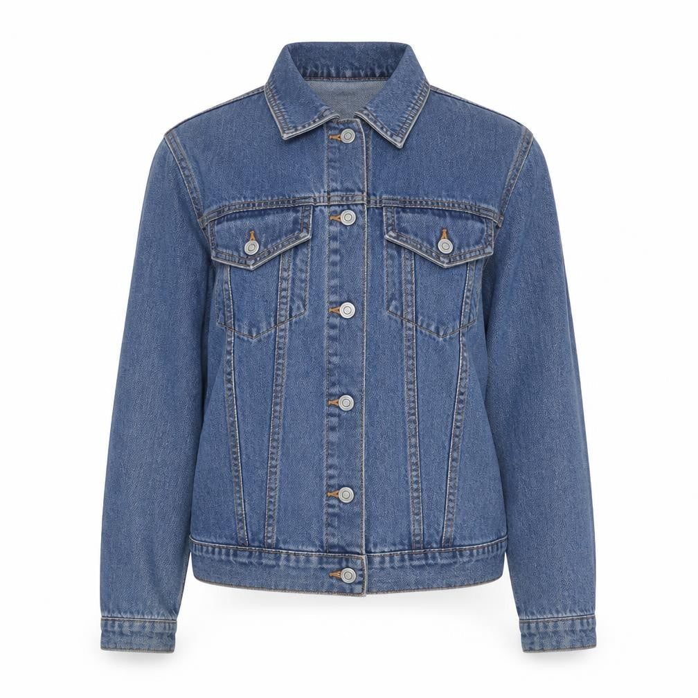 Primark Women Blue XS Denim Basic Jacket Button Front Cotton