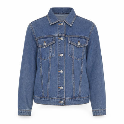 Primark Women Blue XS Denim Basic Jacket Button Front Cotton