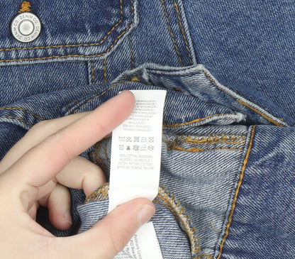 Primark Women Blue XS Denim Basic Jacket Button Front Cotton