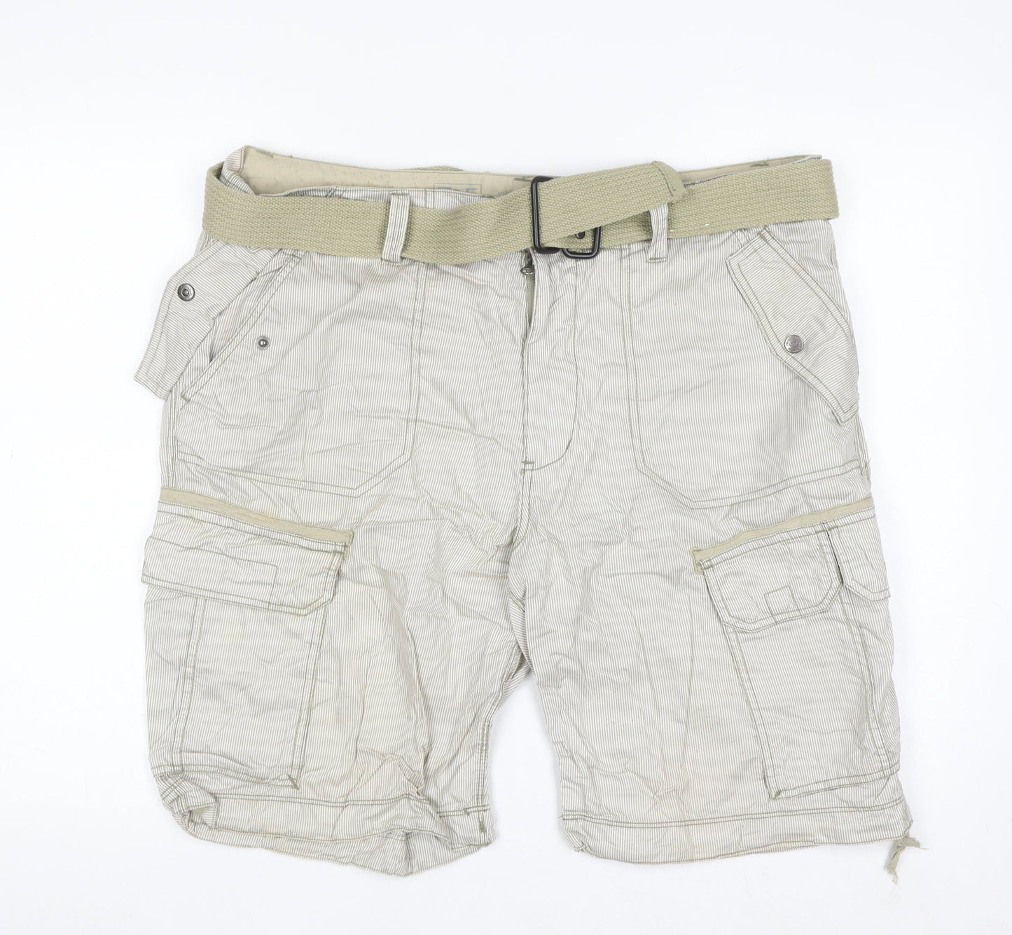F&F Men’s Beige Cargo Shorts Size 38 Regular Cotton Belted