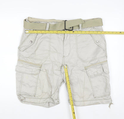 F&F Men’s Beige Cargo Shorts Size 38 Regular Cotton Belted