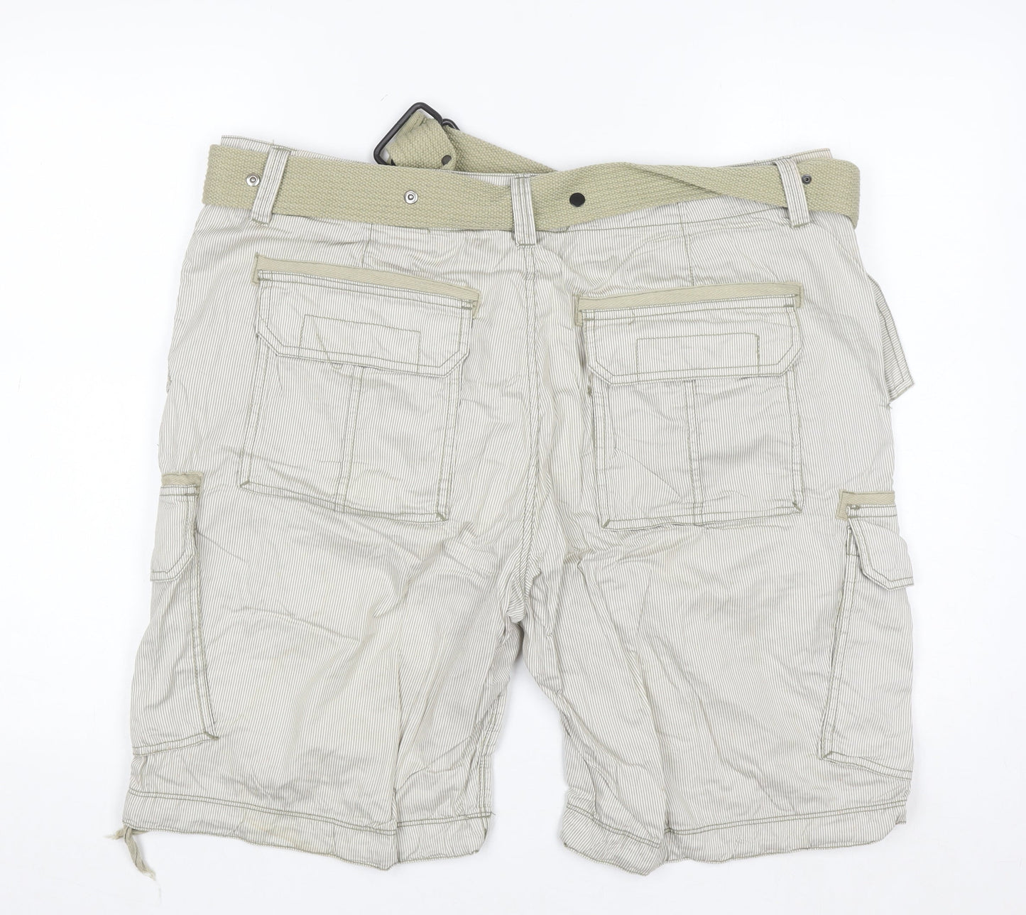 F&F Men’s Beige Cargo Shorts Size 38 Regular Cotton Belted