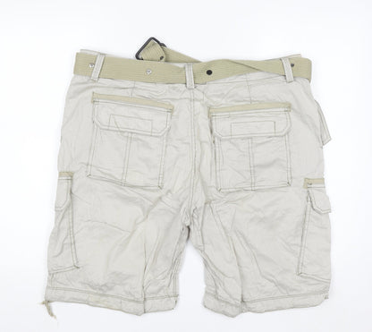 F&F Men’s Beige Cargo Shorts Size 38 Regular Cotton Belted