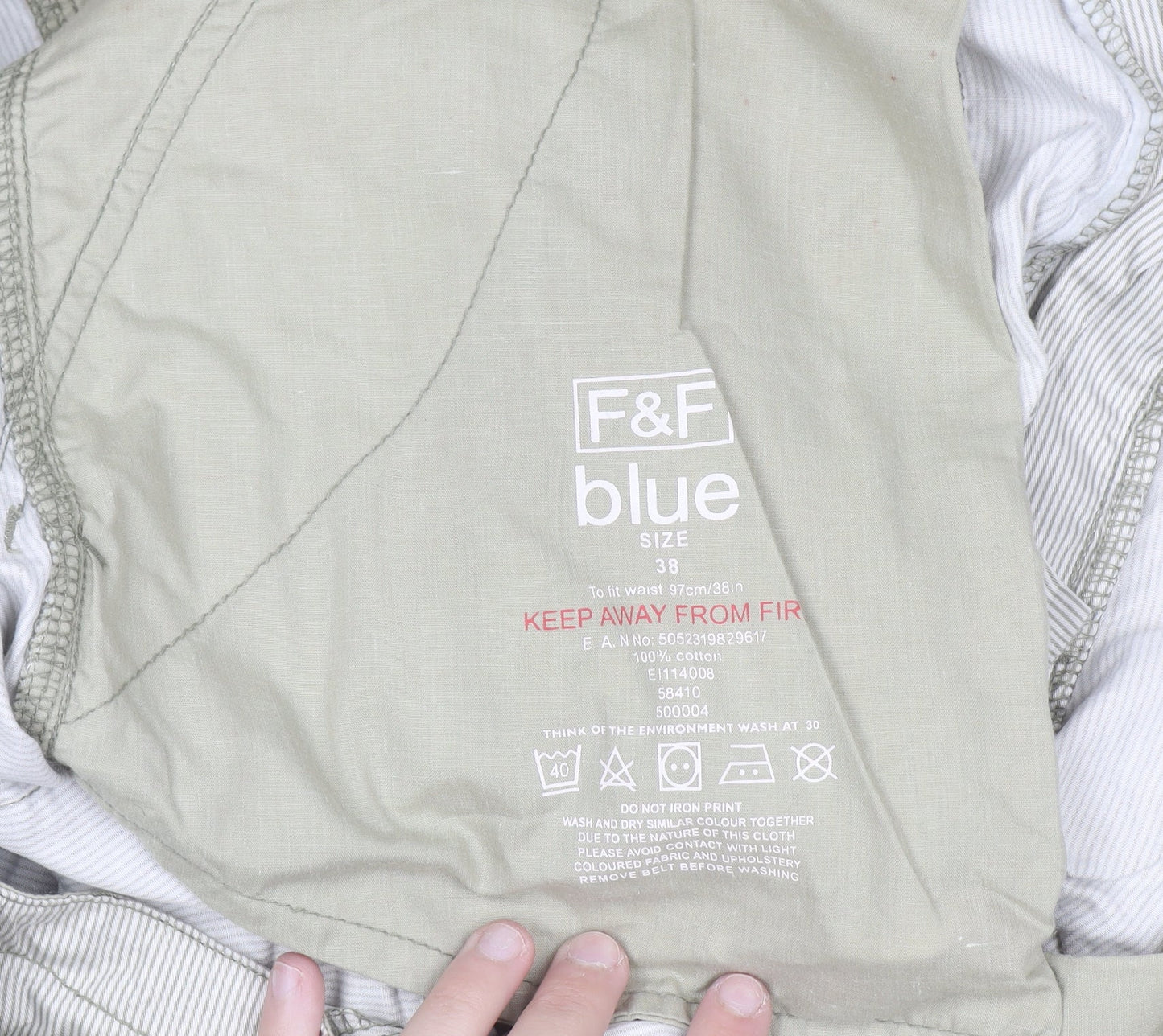 F&F Men’s Beige Cargo Shorts Size 38 Regular Cotton Belted