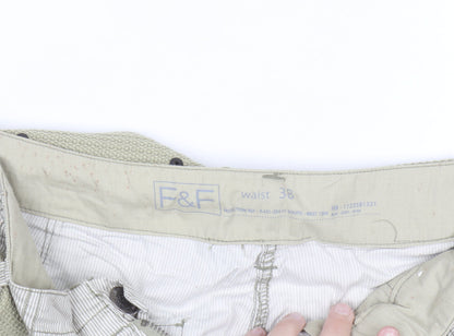 F&F Men’s Beige Cargo Shorts Size 38 Regular Cotton Belted