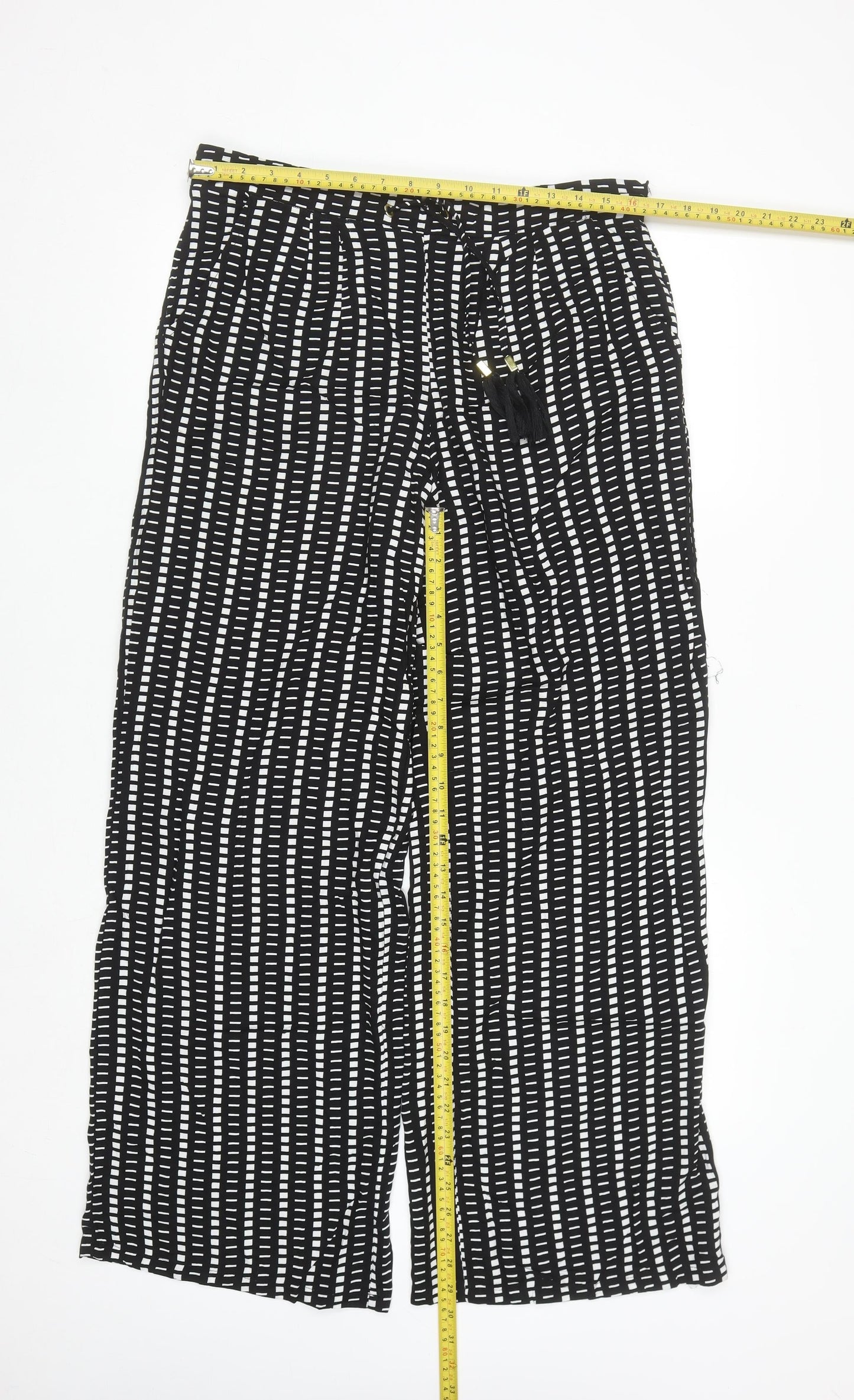 Atmosphere Womens Black Geometric Wide-Leg Trousers Size 12