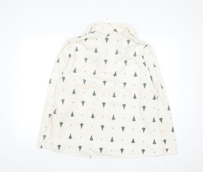 Primark Women White Christmas Tree Fleece Pyjama Top Size L 14-16