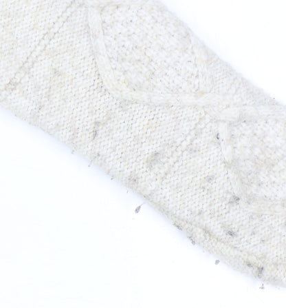 Primark Women Ivory Chunky Knit Cardigan M Cable-Knit Wool Blend