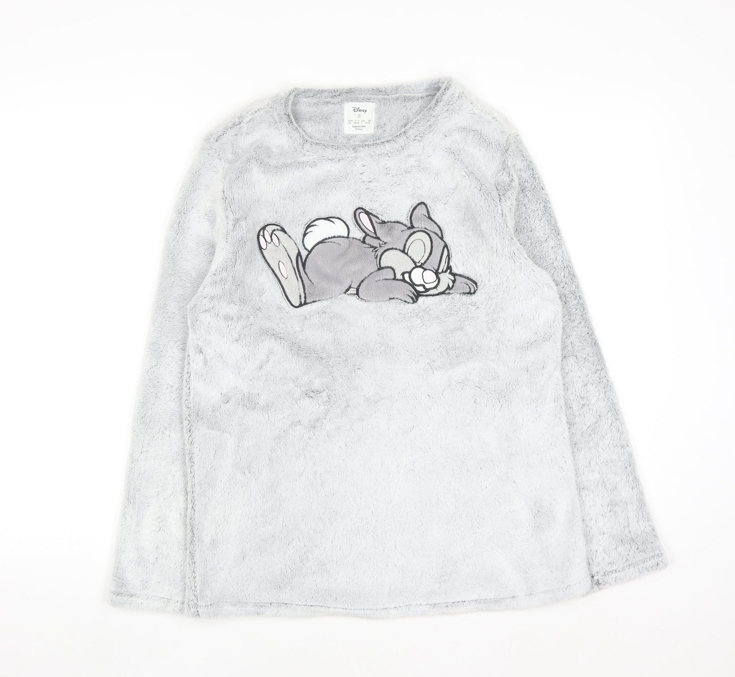 Disney Womens Grey Thumper Fleece Long Sleeve Pyjama Top Size 10-12