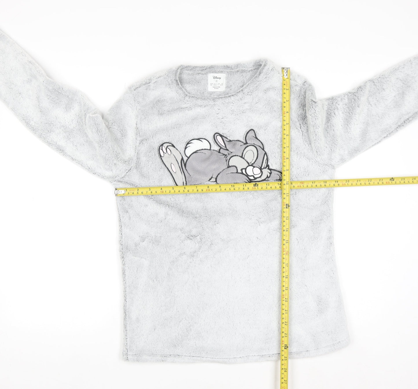Disney Womens Grey Thumper Fleece Long Sleeve Pyjama Top Size 10-12