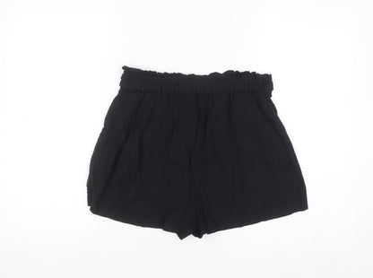Primark Women Black Paperbag Shorts Size 14 Viscose Lightweight