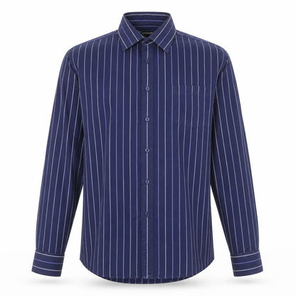 Dunnes Men's Blue Striped Long Sleeve Cotton Button-Up Shirt 17in