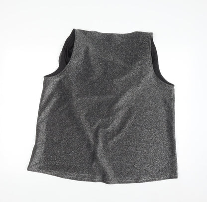 SHEIN Curve Silver Glitter Sleeveless Cowl Neck Plus Size 2XL Camisole Top
