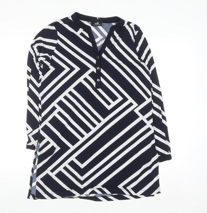 Wallis Women's Blue Geometric Tunic Blouse Size M