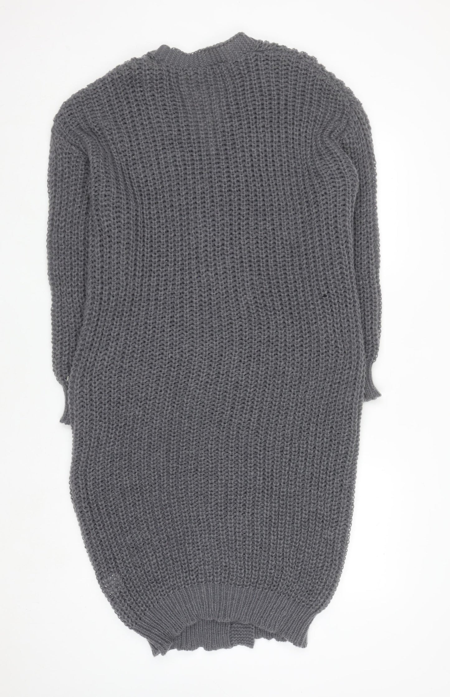 Shein Curve Women's Grey 2XL Chunky Knit Longline Open Cardigan