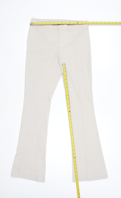H&M Divided Women's Beige Flared Stretch Trousers Size 10