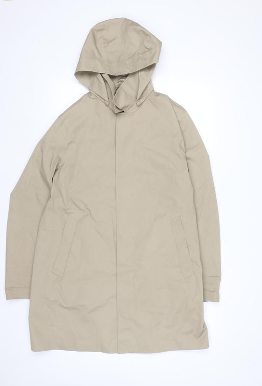 Uniqlo Men's Beige M Mid-Length Hooded Rain Coat