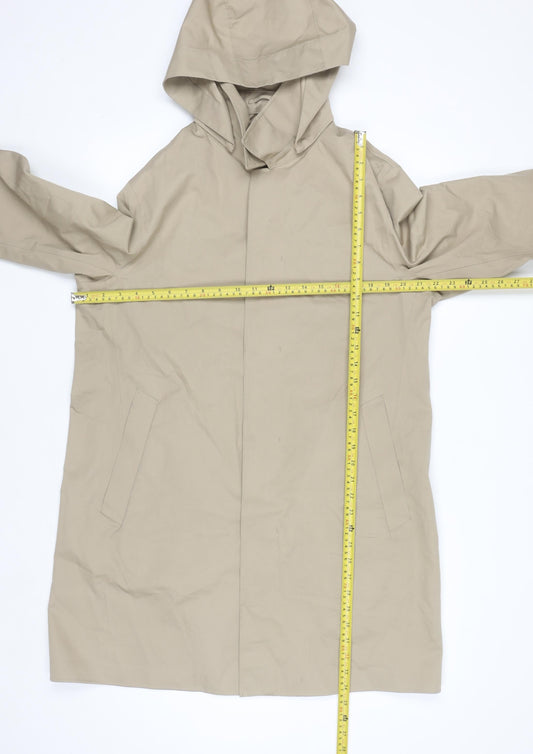 Uniqlo Men's Beige M Mid-Length Hooded Rain Coat