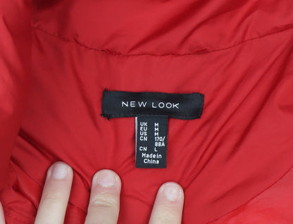 New Look Women's Red Short Puffer Jacket Size M Winter Casual