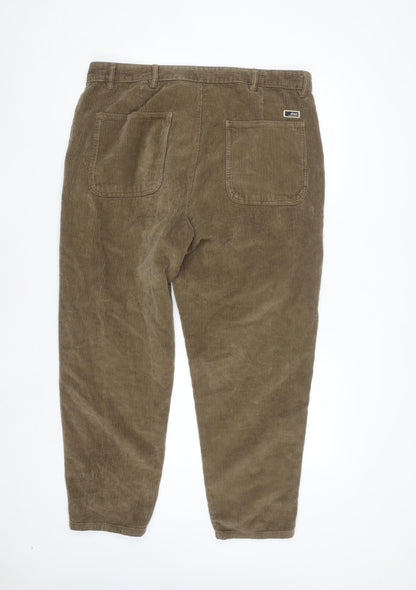 Zara Men's Brown Corduroy Chino Trousers Size L Regular Fit