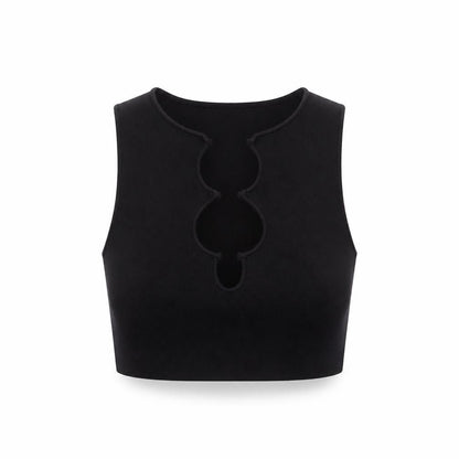 Bershka Women Black Cropped Tank Top S Slim Fit Summer Knit
