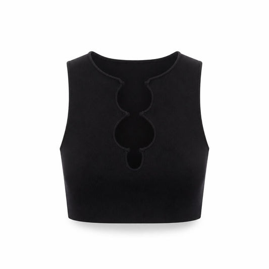 Bershka Women Black Cropped Tank Top S Slim Fit Summer Knit