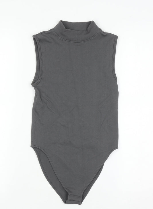 Primark Women Grey Mock Neck Sleeveless Bodysuit XS