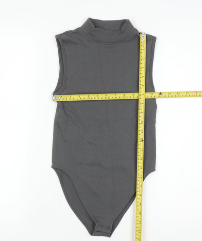 Primark Women Grey Mock Neck Sleeveless Bodysuit XS
