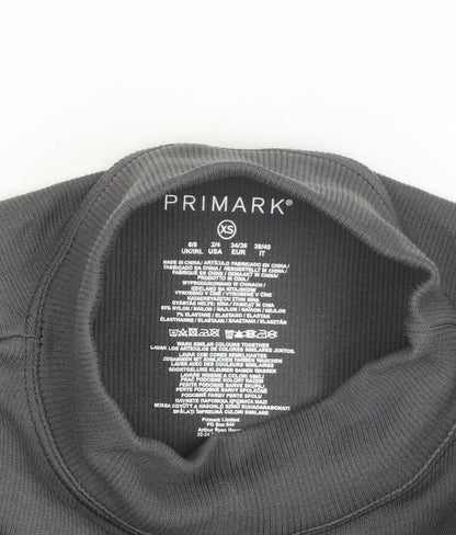 Primark Women Grey Mock Neck Sleeveless Bodysuit XS