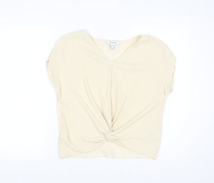 Primark Women Beige V-Neck Knot Front Tunic Blouse XS