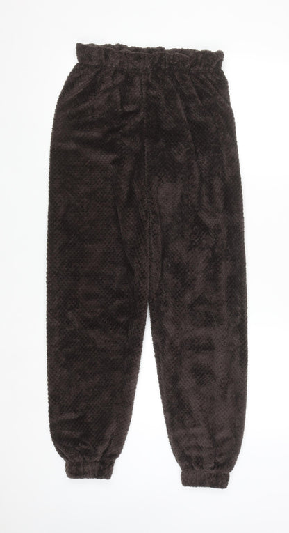 Primark Women Brown Fleece Pyjama Pants 2XS Winter Soft Trousers