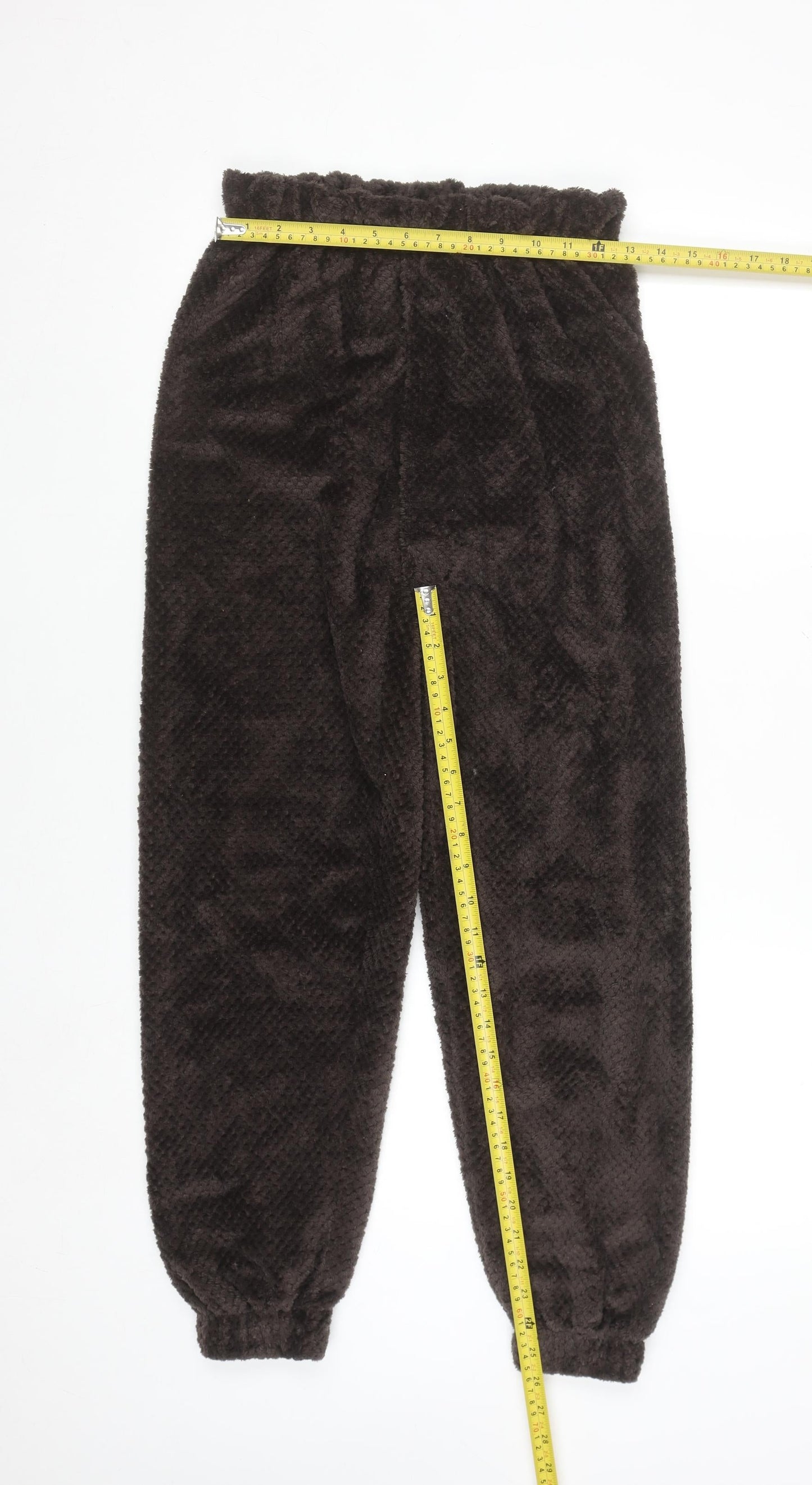 Primark Women Brown Fleece Pyjama Pants 2XS Winter Soft Trousers
