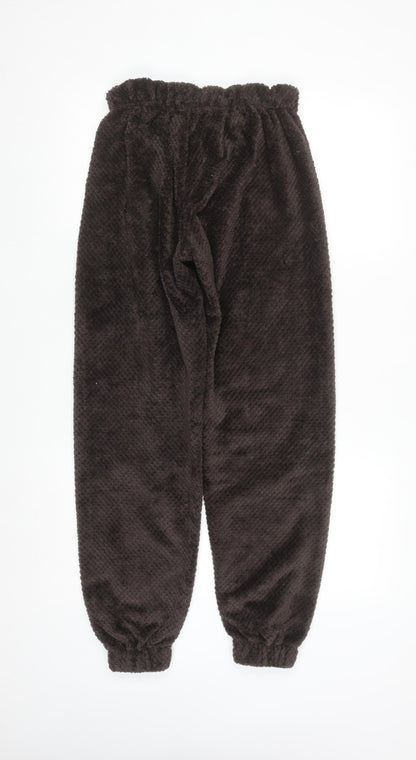 Primark Women Brown Fleece Pyjama Pants 2XS Winter Soft Trousers