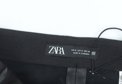 Zara Women Black Faux Leather High Rise Skinny Leggings S