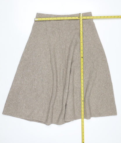 Uniqlo Women Beige Wool Blend A-Line Midi Skirt Size L